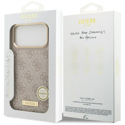 MagSafe futrola za Apple iPhone 17 Pro Max, Guess, 4G Logo Plate, Roza