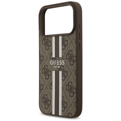 MagSafe futrola za Apple iPhone 17 Pro Max, Guess, 4G Printed Stripes, smeđa