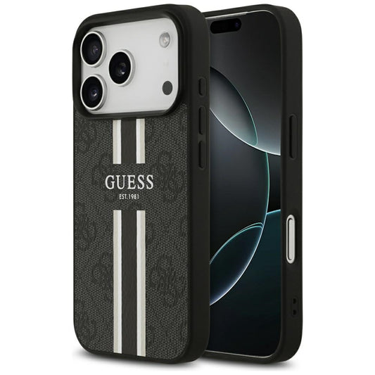 MagSafe futrola za Apple iPhone 17 Pro Max, Guess, 4G Printed Stripes, Crna