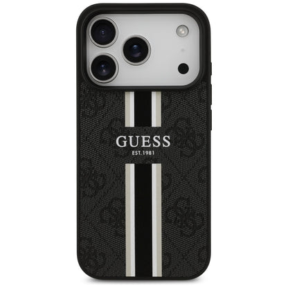 MagSafe futrola za Apple iPhone 17 Pro Max, Guess, 4G Printed Stripes, Crna