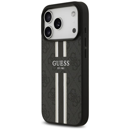 MagSafe futrola za Apple iPhone 17 Pro Max, Guess, 4G Printed Stripes, Crna