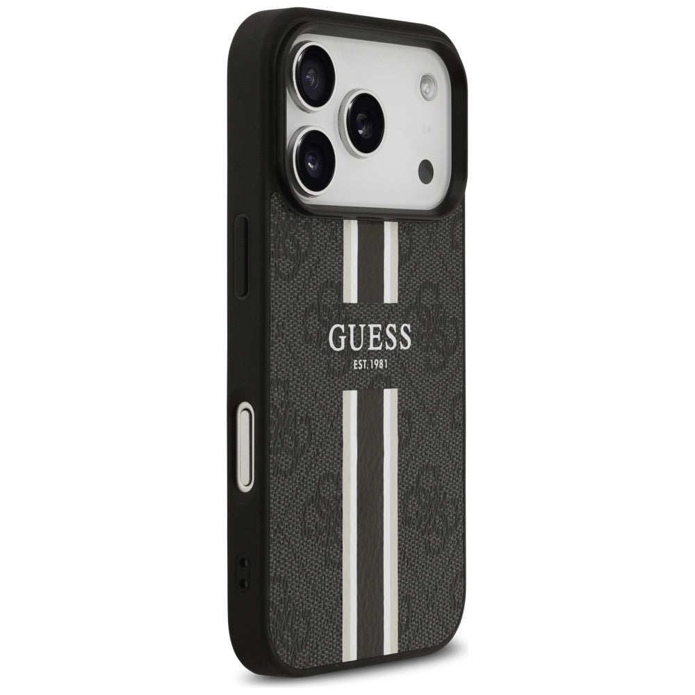 MagSafe futrola za Apple iPhone 17 Pro Max, Guess, 4G Printed Stripes, Crna