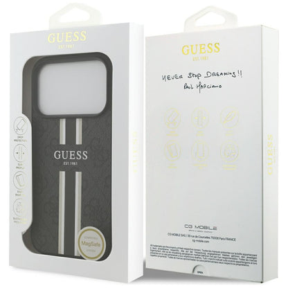 MagSafe futrola za Apple iPhone 17 Pro Max, Guess, 4G Printed Stripes, Crna