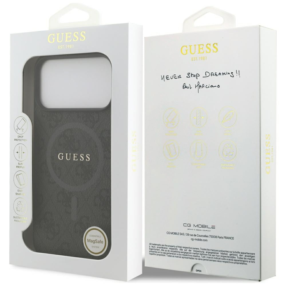 MagSafe futrola za Apple iPhone 17 Pro Max, Guess, 4G Ring Classic Logo, Crna