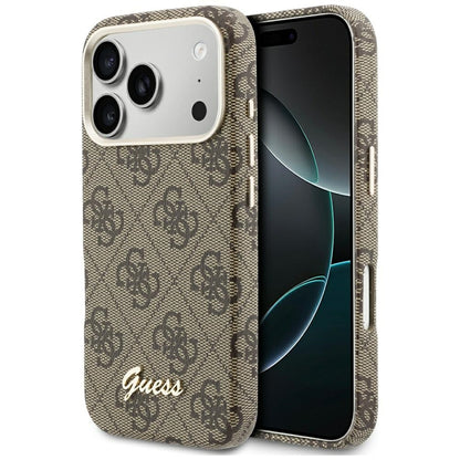 Futrola MagSafe za Apple iPhone 17 Pro Max, Guess, 4G Script Logo, Smeđa