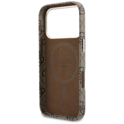Futrola MagSafe za Apple iPhone 17 Pro Max, Guess, 4G Script Logo, Smeđa