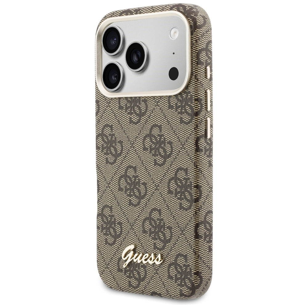 Futrola MagSafe za Apple iPhone 17 Pro Max, Guess, 4G Script Logo, Smeđa