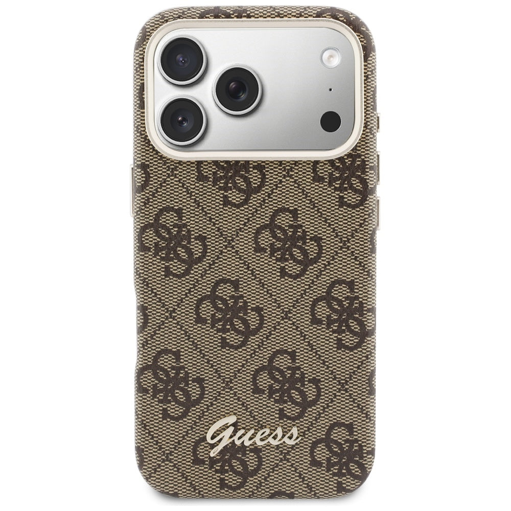 Futrola MagSafe za Apple iPhone 17 Pro Max, Guess, 4G Script Logo, Smeđa