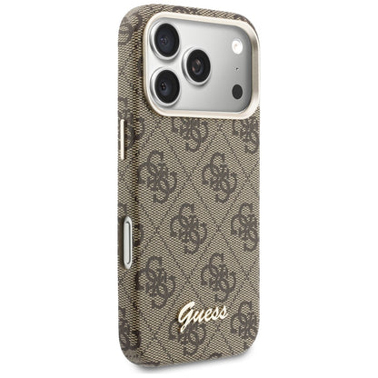 Futrola MagSafe za Apple iPhone 17 Pro Max, Guess, 4G Script Logo, Smeđa