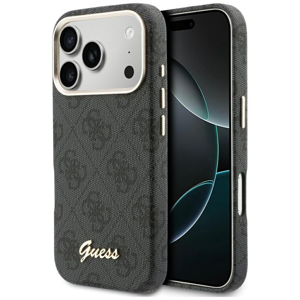 Futrola MagSafe za Apple iPhone 17 Pro Max, Guess, 4G Script Logo, Crna
