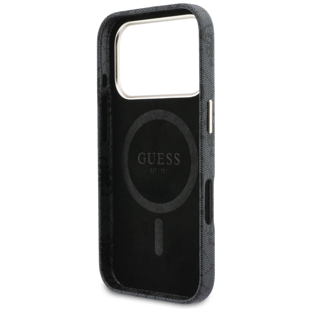Futrola MagSafe za Apple iPhone 17 Pro Max, Guess, 4G Script Logo, Crna