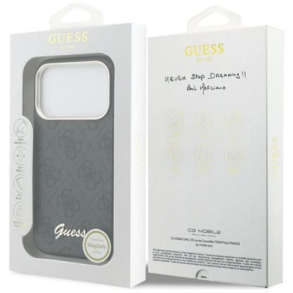 Futrola MagSafe za Apple iPhone 17 Pro Max, Guess, 4G Script Logo, Crna