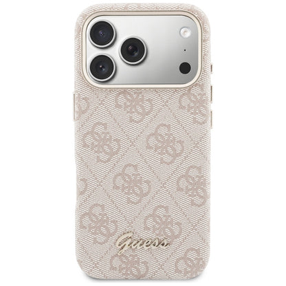 Futrola MagSafe za Apple iPhone 17 Pro Max, Guess, 4G Script Logo, Roza
