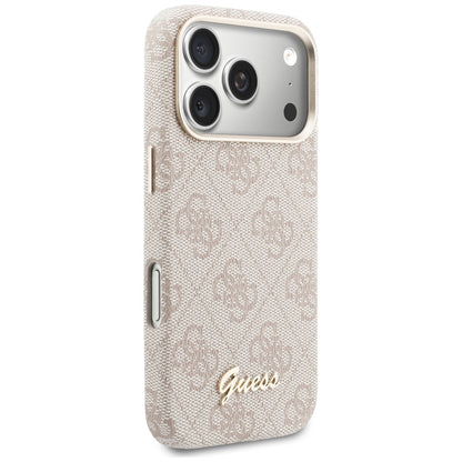 Futrola MagSafe za Apple iPhone 17 Pro Max, Guess, 4G Script Logo, Roza