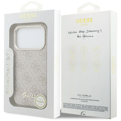Futrola MagSafe za Apple iPhone 17 Pro Max, Guess, 4G Script Logo, Roza