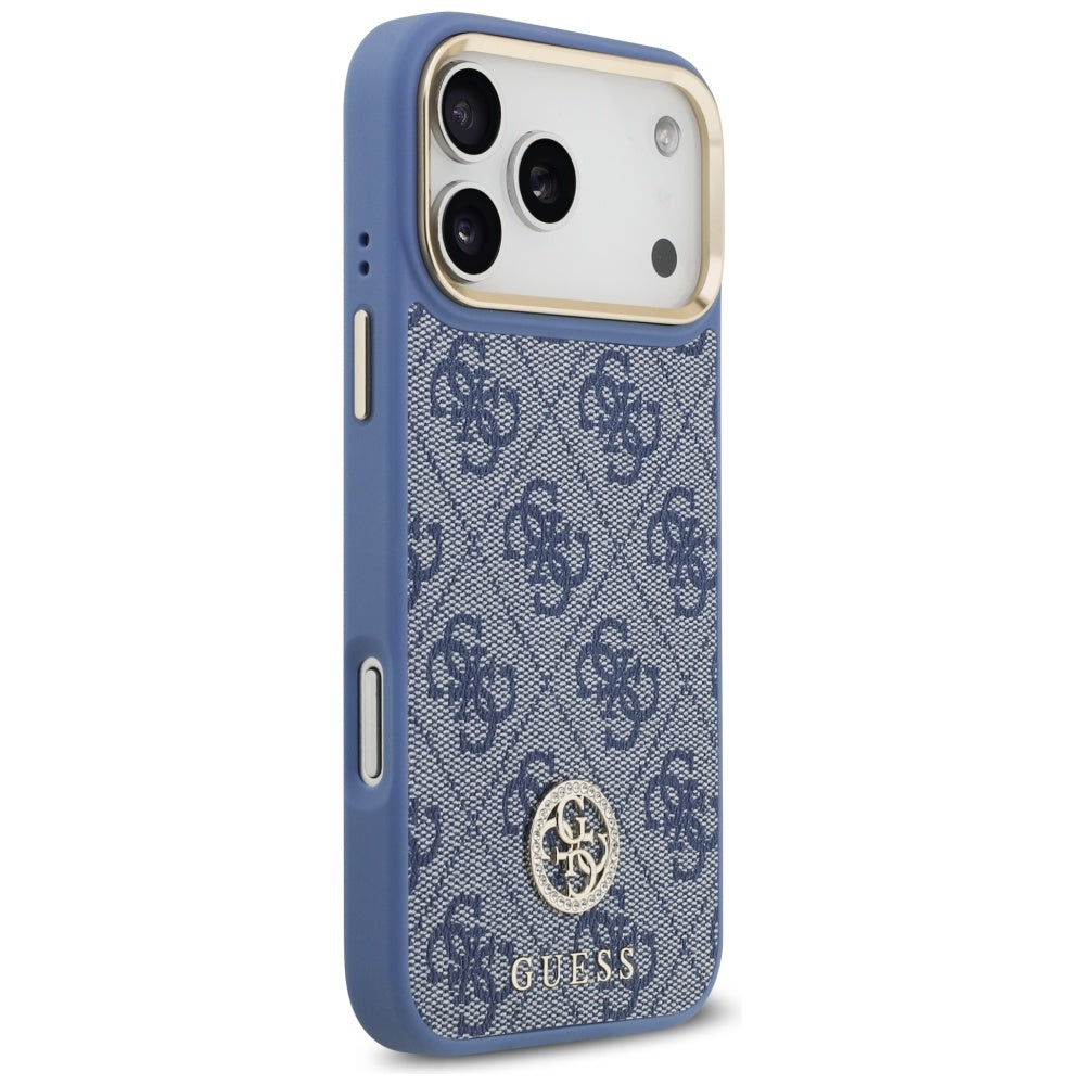 MagSafe futrola za Apple iPhone 17 Pro Max, Guess, 4G Strass Logo with Big Strap, Plava