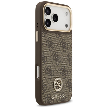 MagSafe futrola za Apple iPhone 17 Pro Max, Guess, 4G Strass Logo with Big Strap, smeđa