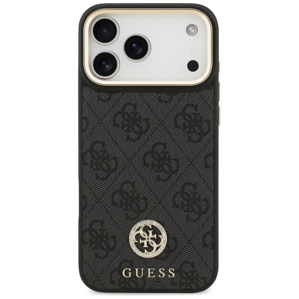 MagSafe futrola za Apple iPhone 17 Pro Max, Guess, 4G Strass Logo with Big Strap, Crna