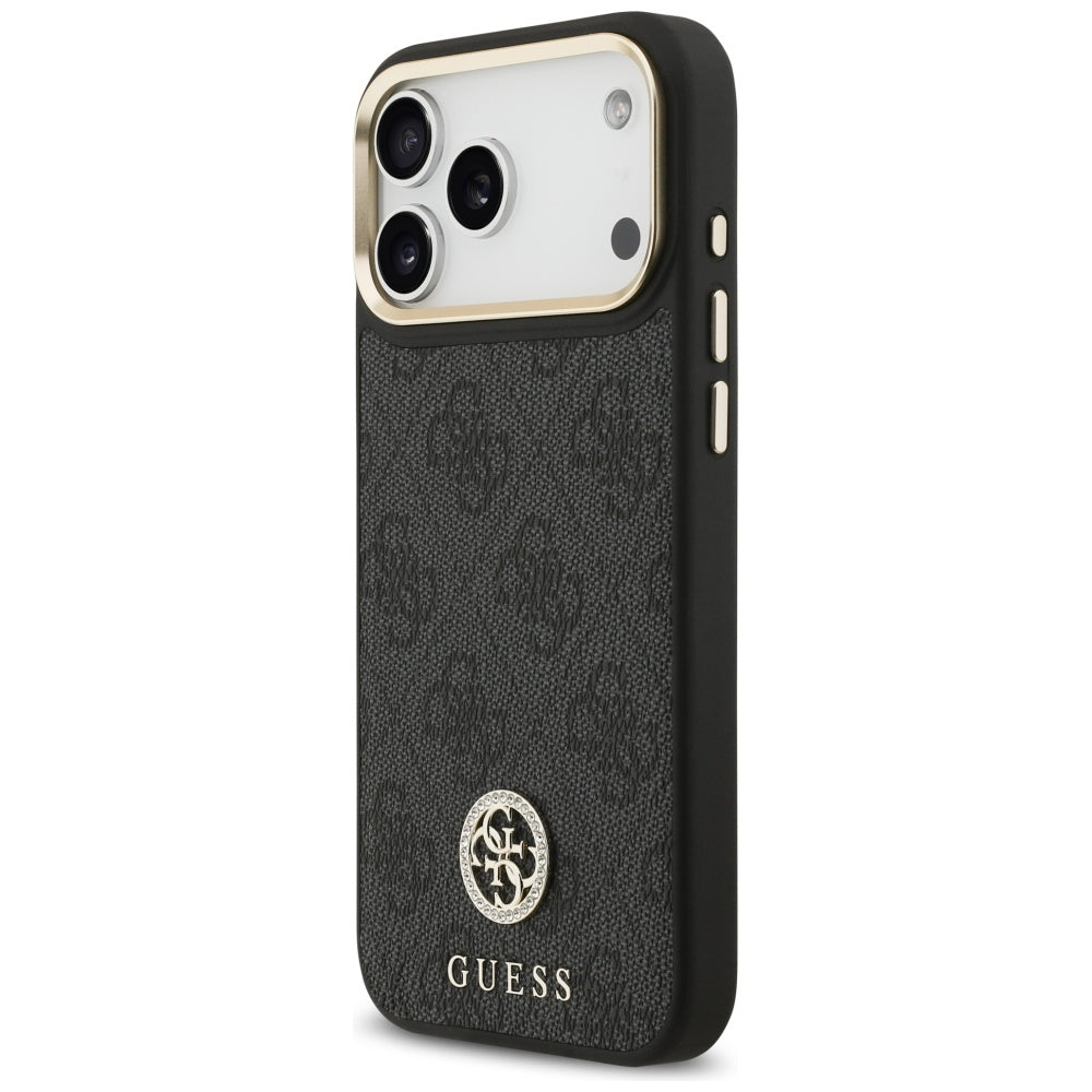 MagSafe futrola za Apple iPhone 17 Pro Max, Guess, 4G Strass Logo with Big Strap, Crna