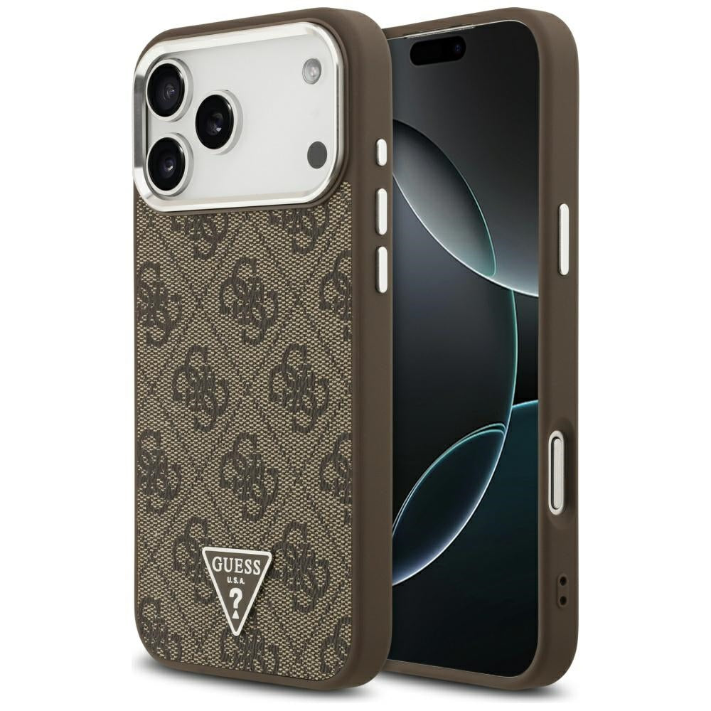 MagSafe futrola za Apple iPhone 17 Pro Max, Guess, 4G Triangle Logo, smeđa