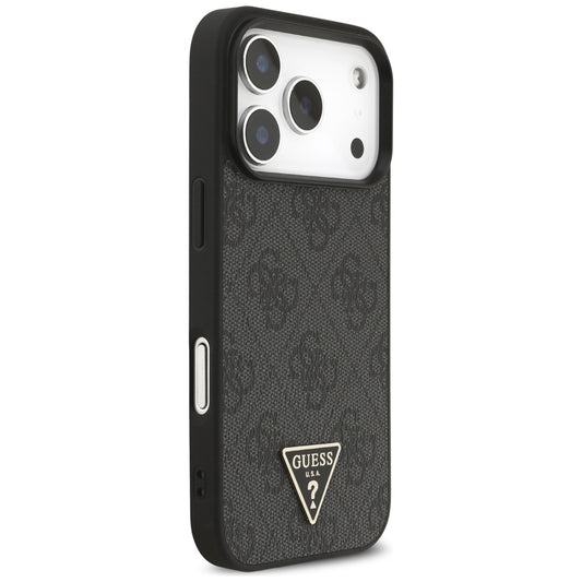MagSafe futrola za Apple iPhone 17 Pro Max, Guess, 4G Triangle Logo s remenom, Crna