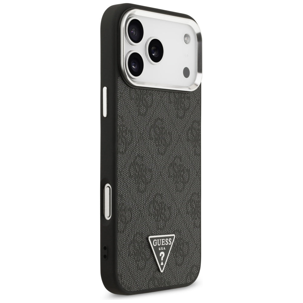 MagSafe futrola za Apple iPhone 17 Pro Max, Guess, 4G Triangle Logo, Crno Srebrna