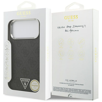 MagSafe futrola za Apple iPhone 17 Pro Max, Guess, 4G Triangle Logo, Crno Srebrna