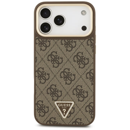 MagSafe futrola za Apple iPhone 17 Pro Max, Guess, 4G Triangle Logo with Big Strap, smeđa