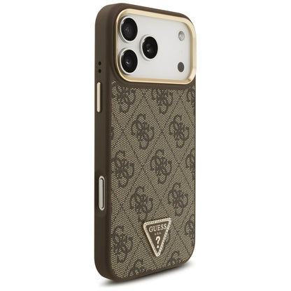 MagSafe futrola za Apple iPhone 17 Pro Max, Guess, 4G Triangle Logo with Big Strap, smeđa