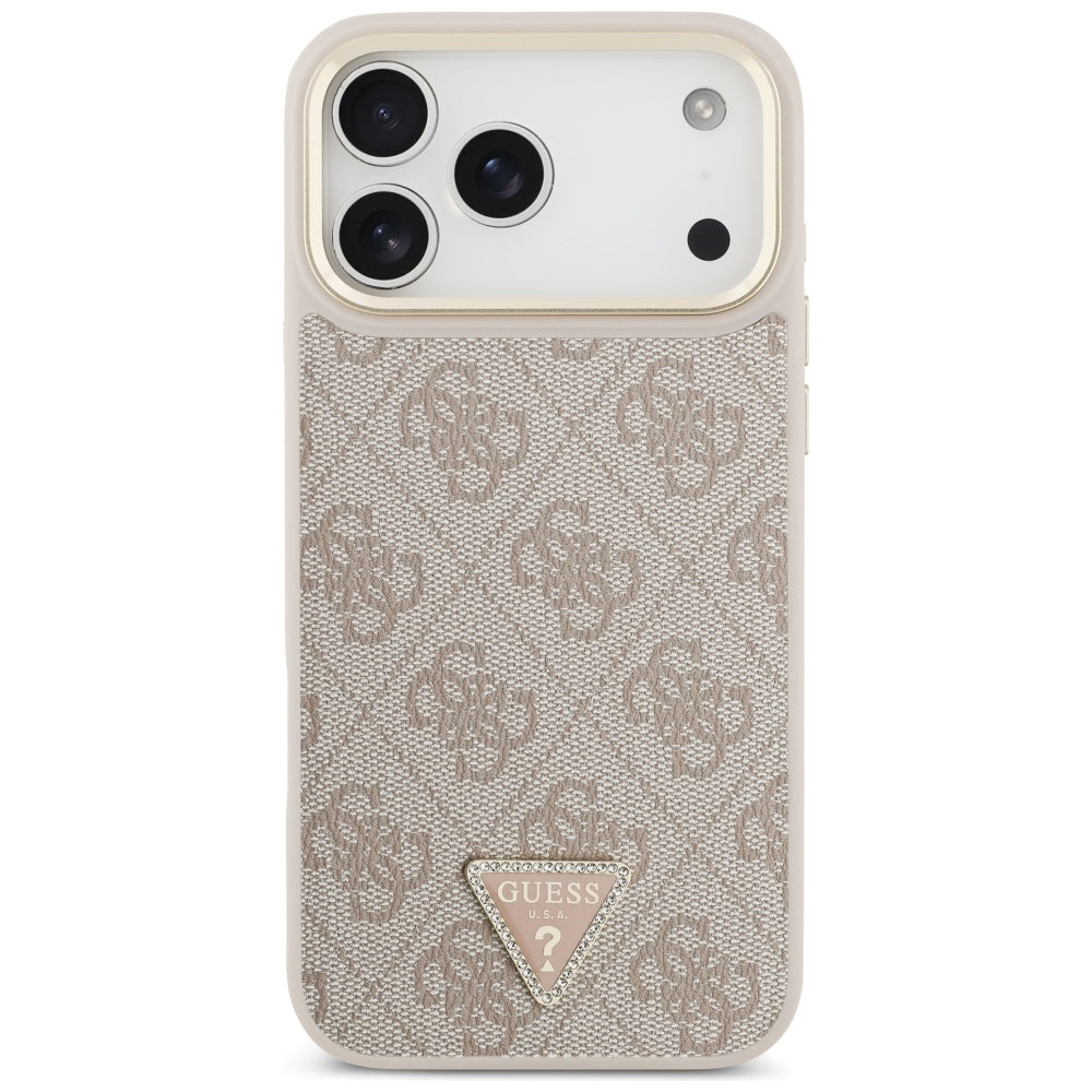 MagSafe futrola za Apple iPhone 17 Pro Max, Guess, 4G Triangle Logo with Big Strap, Roza