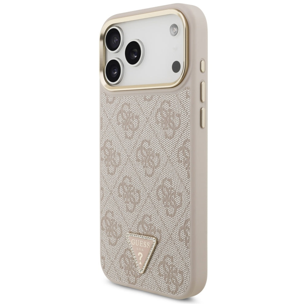 MagSafe futrola za Apple iPhone 17 Pro Max, Guess, 4G Triangle Logo with Big Strap, Roza