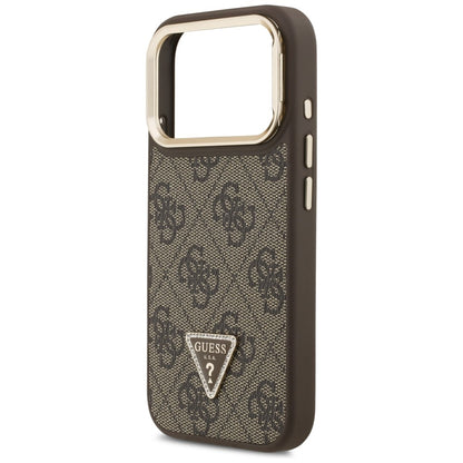 MagSafe futrola za Apple iPhone 17 Pro Max, Guess, 4G Triangle Logo with Stand Camera, Zlatno smeđa