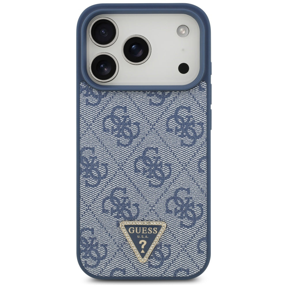 Futrola MagSafe za Apple iPhone 17 Pro Max, Guess, 4G Triangle Strass, Plava
