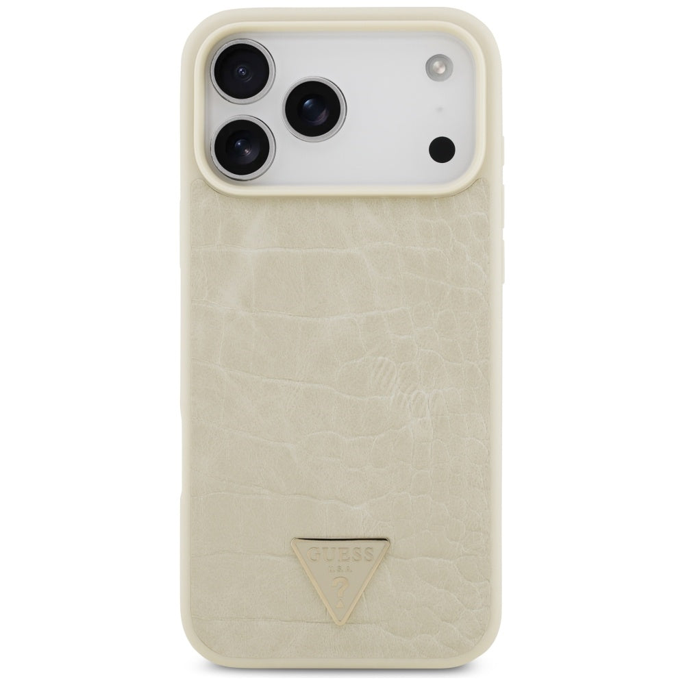 MagSafe torbica za Apple iPhone 17 Pro Max, Guess, Croco Triangle Logo, Zlatna