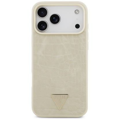 MagSafe torbica za Apple iPhone 17 Pro Max, Guess, Croco Triangle Logo, Zlatna