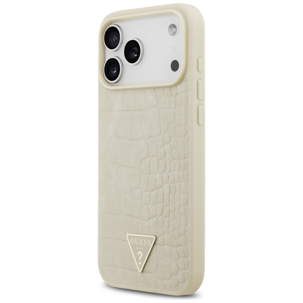 MagSafe torbica za Apple iPhone 17 Pro Max, Guess, Croco Triangle Logo, Zlatna