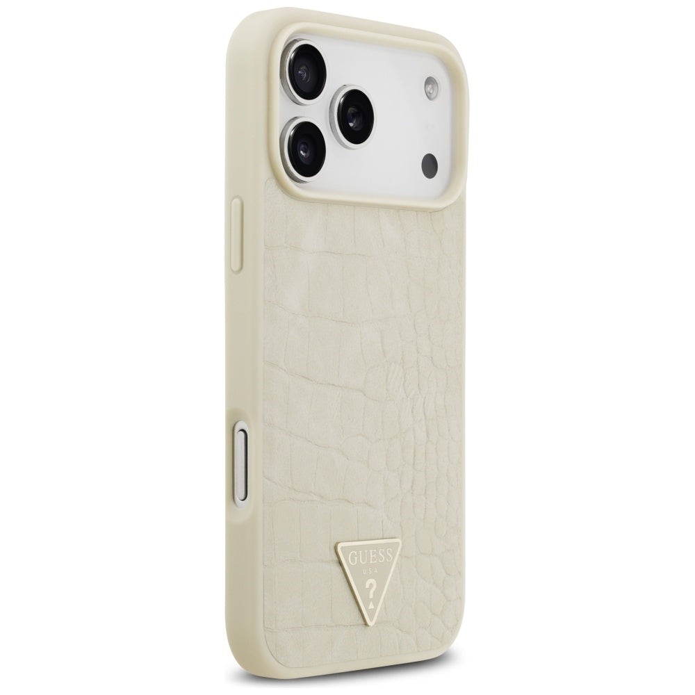 MagSafe torbica za Apple iPhone 17 Pro Max, Guess, Croco Triangle Logo, Zlatna
