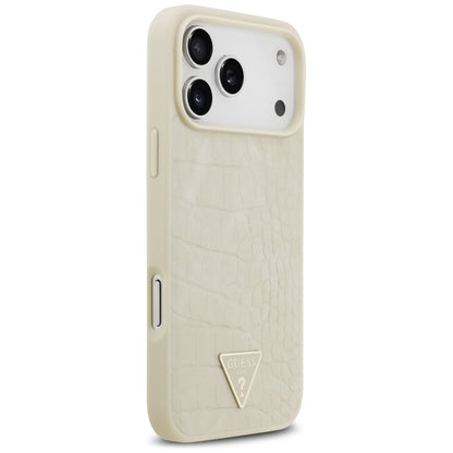 MagSafe torbica za Apple iPhone 17 Pro Max, Guess, Croco Triangle Logo, Zlatna