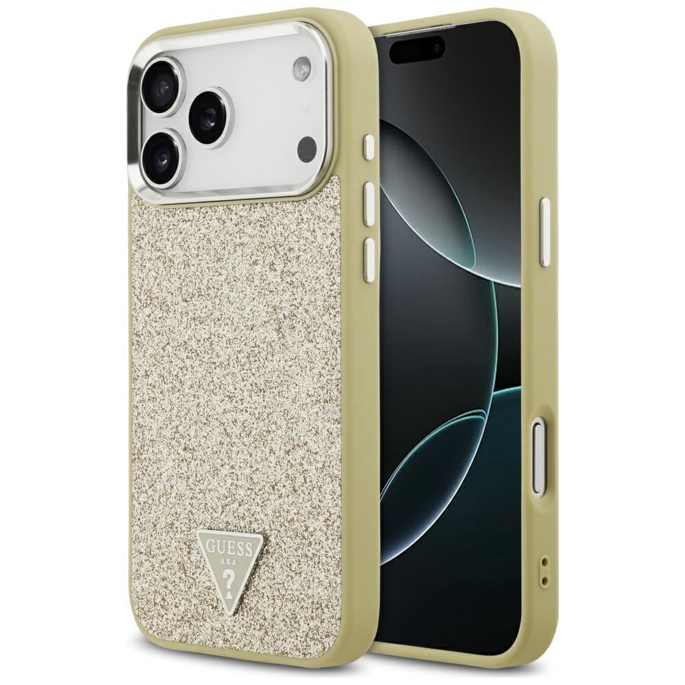 MagSafe futrola za Apple iPhone 17 Pro Max, Guess, Glitter Triangle Logo, Zlatna