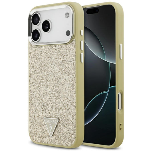 MagSafe futrola za Apple iPhone 17 Pro Max, Guess, Glitter Triangle Logo, Zlatna
