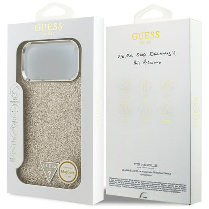 MagSafe futrola za Apple iPhone 17 Pro Max, Guess, Glitter Triangle Logo, Zlatna