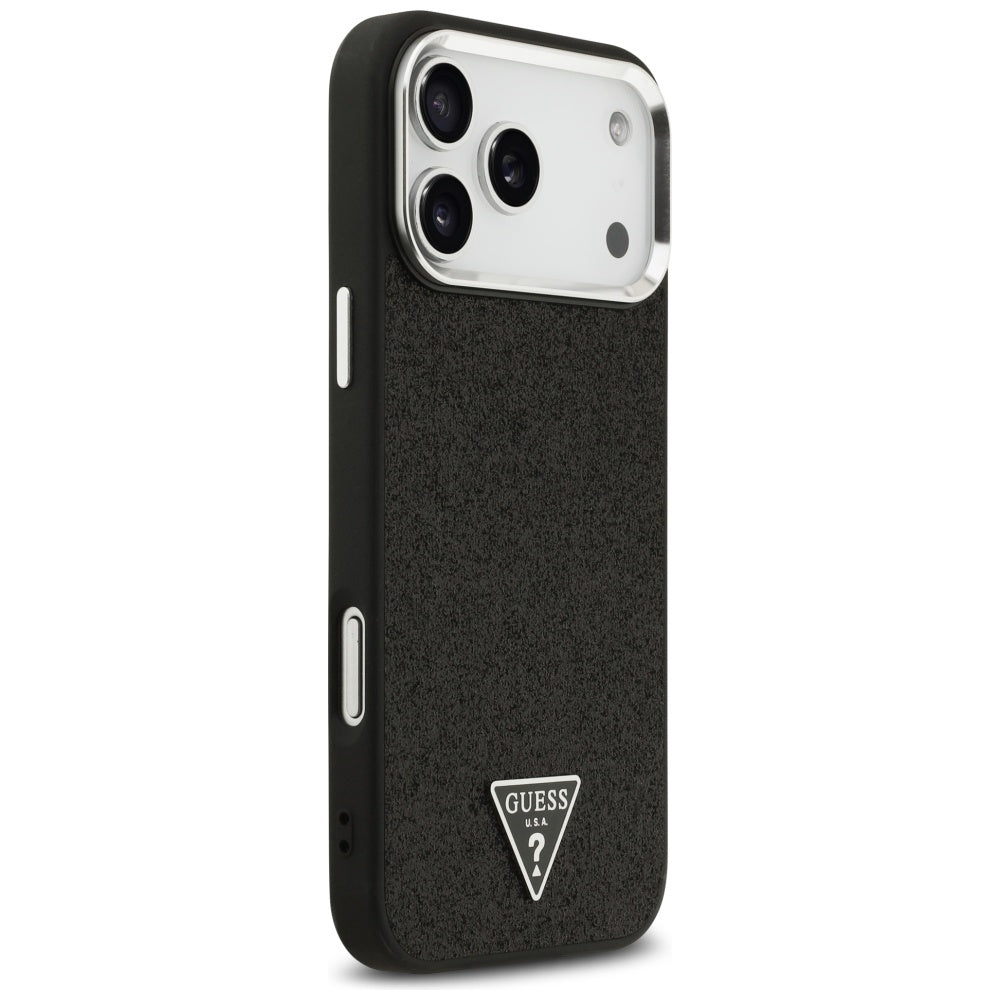 Futrola MagSafe za Apple iPhone 17 Pro Max, Guess, Glitter Triangle Logo, Crna