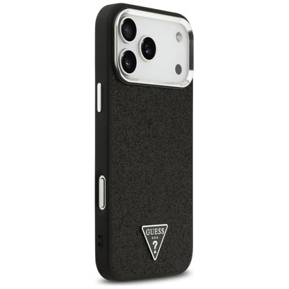 Futrola MagSafe za Apple iPhone 17 Pro Max, Guess, Glitter Triangle Logo, Crna