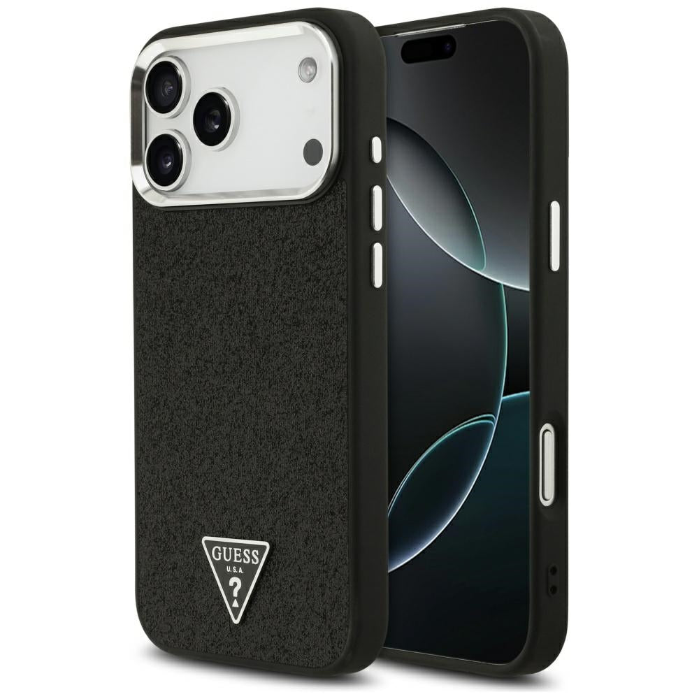 Futrola MagSafe za Apple iPhone 17 Pro Max, Guess, Glitter Triangle Logo, Crna