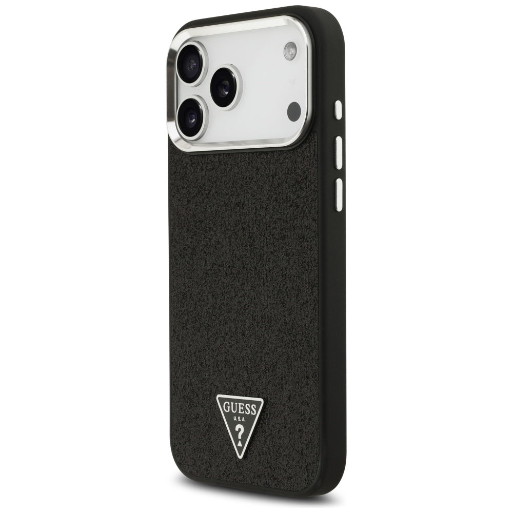 Futrola MagSafe za Apple iPhone 17 Pro Max, Guess, Glitter Triangle Logo, Crna