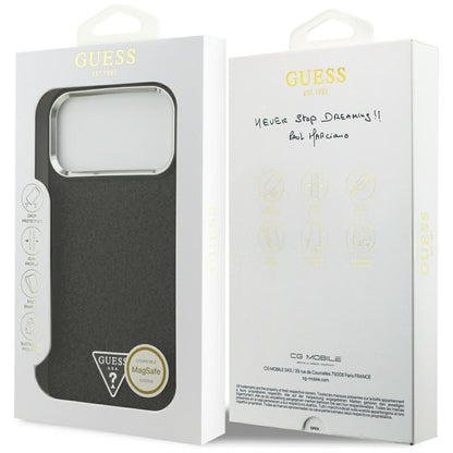 Futrola MagSafe za Apple iPhone 17 Pro Max, Guess, Glitter Triangle Logo, Crna