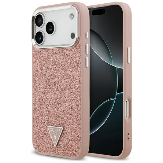 MagSafe futrola za Apple iPhone 17 Pro Max, Guess, Glitter Triangle Logo, Roza