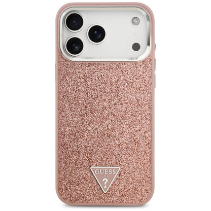 MagSafe futrola za Apple iPhone 17 Pro Max, Guess, Glitter Triangle Logo, Roza