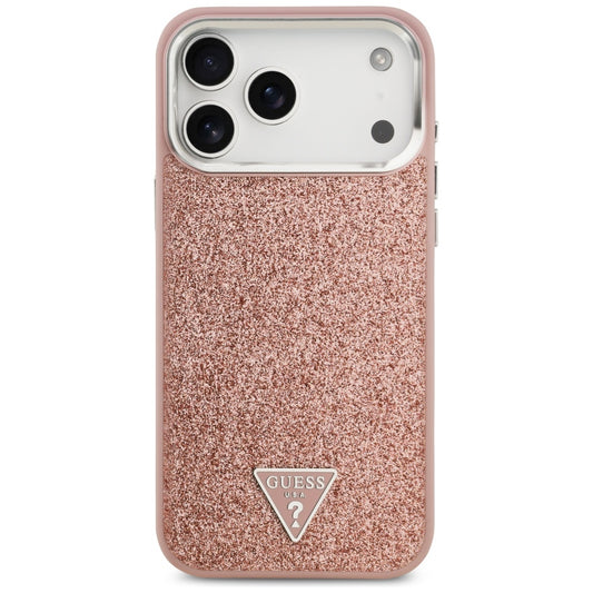 MagSafe futrola za Apple iPhone 17 Pro Max, Guess, Glitter Triangle Logo, Roza