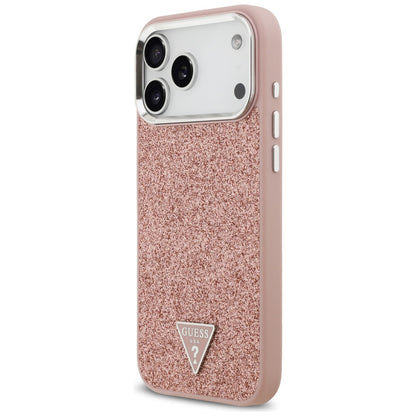 MagSafe futrola za Apple iPhone 17 Pro Max, Guess, Glitter Triangle Logo, Roza